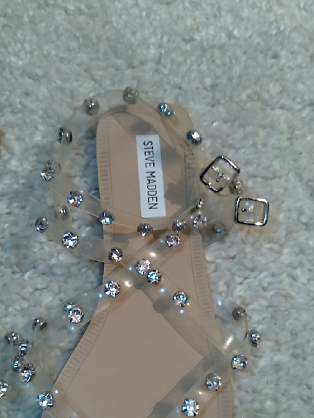 STEVE MADDEN JOLI Rhinestone PVC Sandals  Size 11 - Picture 7 of 16